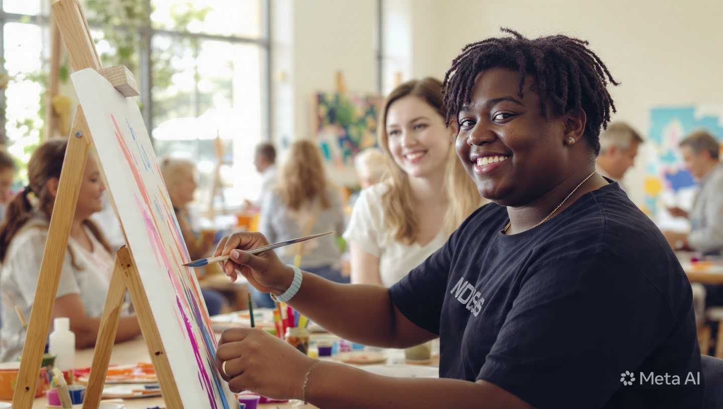 Participant enjoying a creative community activity